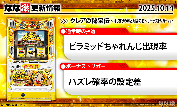 クレアの秘宝伝(スロット/スマスロ)】更新情報（10月14日）
