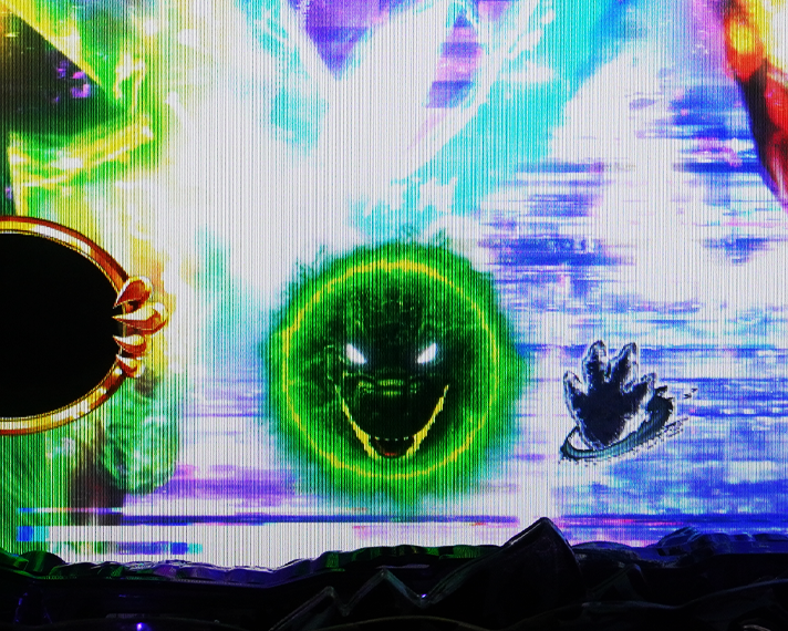 eGODZILLA7 TYPE-CRASH 通常時保留変化予告 色保留変化 先読みカスタムOFF時 緑保留