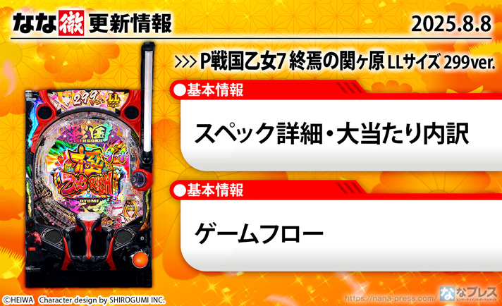 P戦国乙女7 終焉の関ヶ原 LLサイズ 299ver.　更新情報の概要
