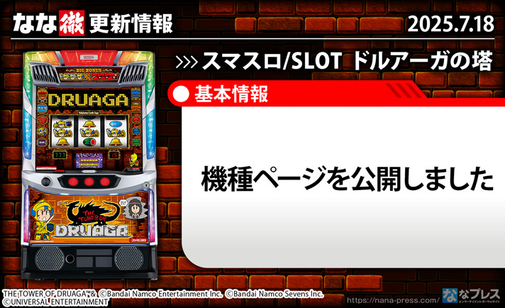 スマスロ/SLOT ドルアーガの塔　更新情報の概要　TOP画像