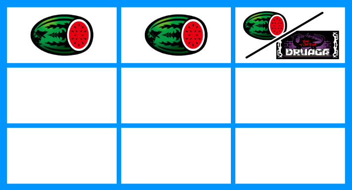 スマスロ/SLOT ドルアーガの塔　平行スイカ（上段）の停止形　払い出し4枚