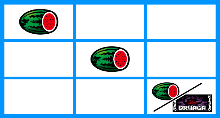 スマスロ/SLOT ドルアーガの塔　斜めスイカ（右下がり）の停止形　払い出し4枚