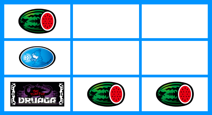 スマスロ/SLOT ドルアーガの塔　リーチ目　左リールBAR付近　下段BAR・スイカ・スイカ