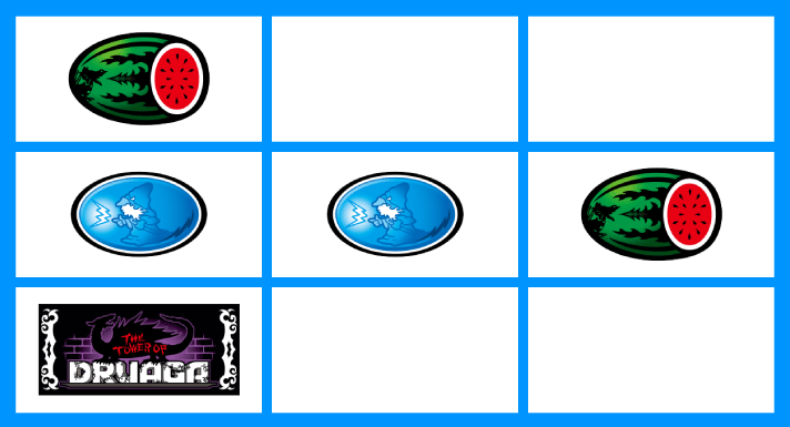 スマスロ/SLOT ドルアーガの塔　リーチ目　左リールBAR付近　中段リプレイ・リプレイ・スイカ　リリス