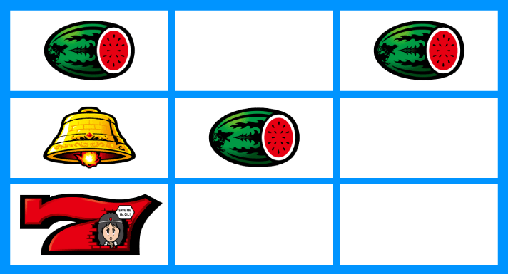 スマスロ/SLOT ドルアーガの塔　リーチ目　左リール赤7付近　スイカ小V型