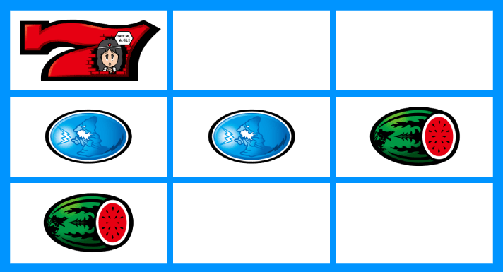 スマスロ/SLOT ドルアーガの塔　リーチ目　左リール赤7付近　中段リプレイ・リプレイ・スイカ