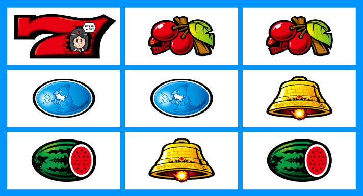 スマスロ/SLOT ドルアーガの塔　リーチ目　左リール赤7付近　上段赤7・チェリー・チェリー　中段リプレイ・リプレイ・ベル