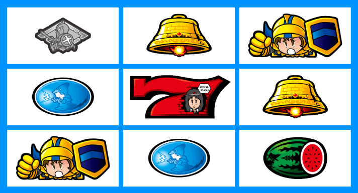 スマスロ/SLOT ドルアーガの塔　リーチ目　左リール2連ギル付近　下段ギル停止　中リール中段赤7停止　右リール上段ギル停止