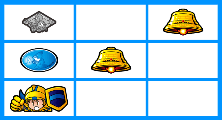 スマスロ/SLOT ドルアーガの塔　リーチ目　左リール2連ギル付近　下段ギル停止　右上がりギル・ベル・ベル