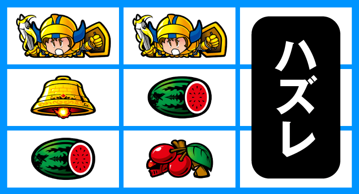 スマスロ/SLOT ドルアーガの塔　リーチ目　2連ギル狙い　中リールスイカ＋ギル停止時　右上がりスイカテンパイハズレ