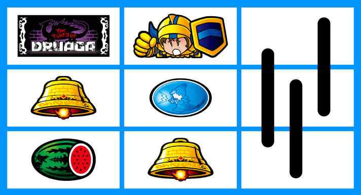 スマスロ/SLOT ドルアーガの塔　リーチ目　左リールBAR上段・中リール上段スイカなしギル停止　