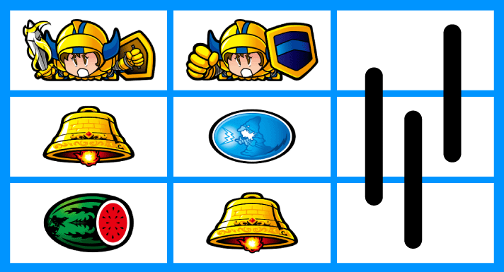 スマスロ/SLOT ドルアーガの塔　リーチ目　左リール上段ギル・中リール上段スイカなしギル停止　