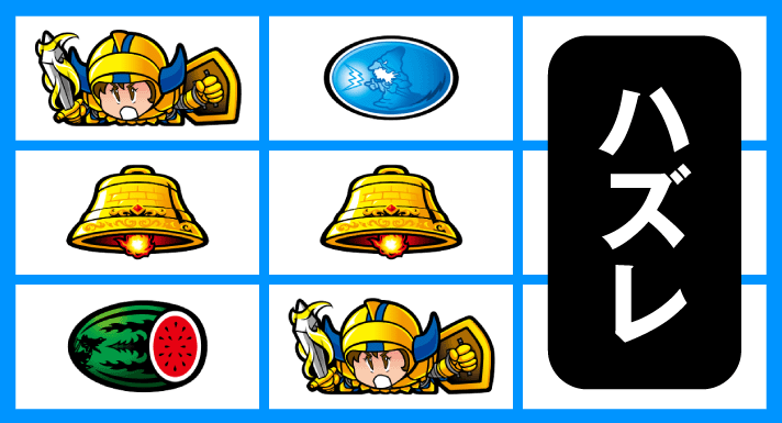 スマスロ/SLOT ドルアーガの塔　リーチ目　左リール上段ギル・中リール下段スイカなしギル停止　