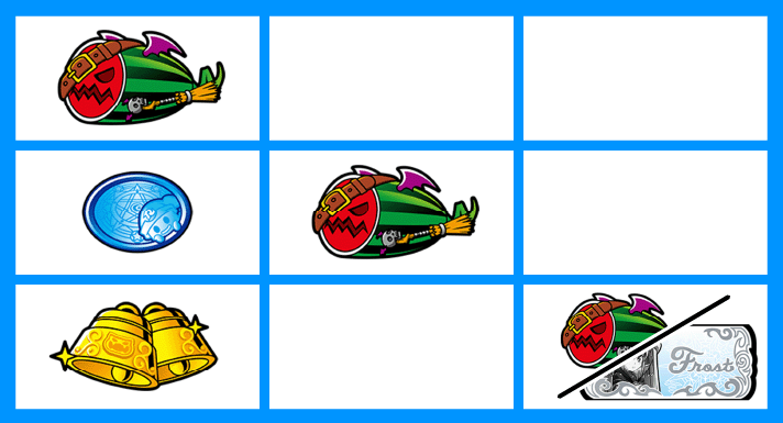 マジカルハロウィン ボーナストリガー　各小役の停止形　スイカ　12枚払い出し