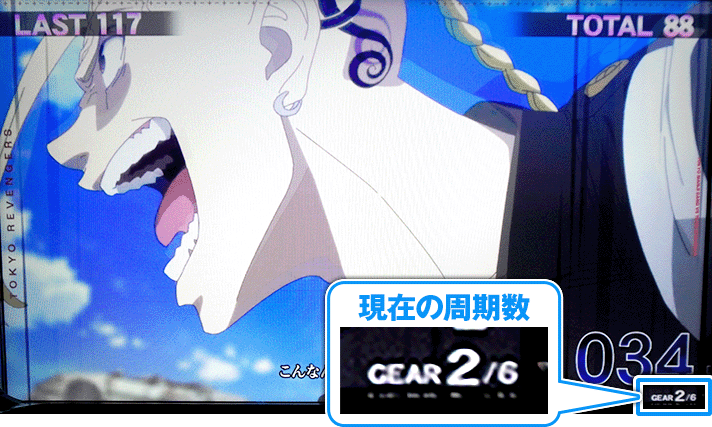 スマスロ 東京リベンジャーズ AT中液晶 周期数表示 GEAR2/6