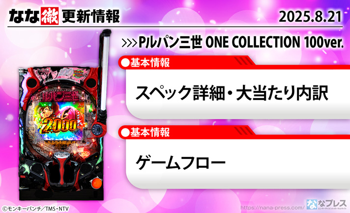 Pルパン三世 ONE COLLECTION 100ver. 更新情報の概要