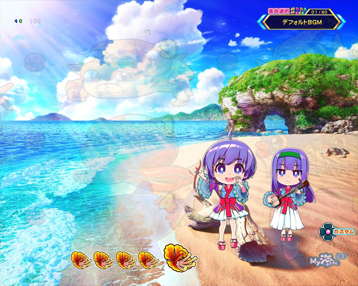 Pスーパー海物語IN沖縄6　演出情報　スペック　モード別予告・演出　沖縄モード　ミニキャラステップアップ予告　予告演出　SU1