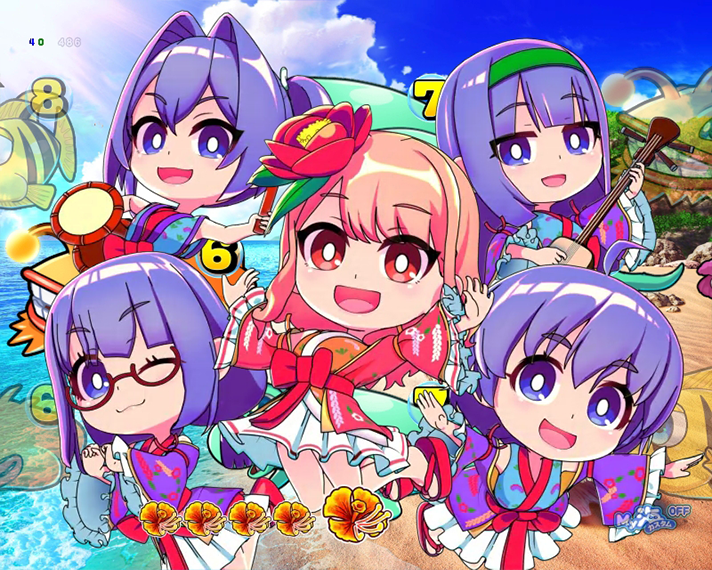 Pスーパー海物語IN沖縄6　演出情報　スペック　モード別予告・演出　沖縄モード　ミニキャラステップアップ予告　予告演出　SU4