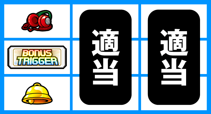 SHAKE BONUS TRIGGER　停止形②　中段白BAR停止時