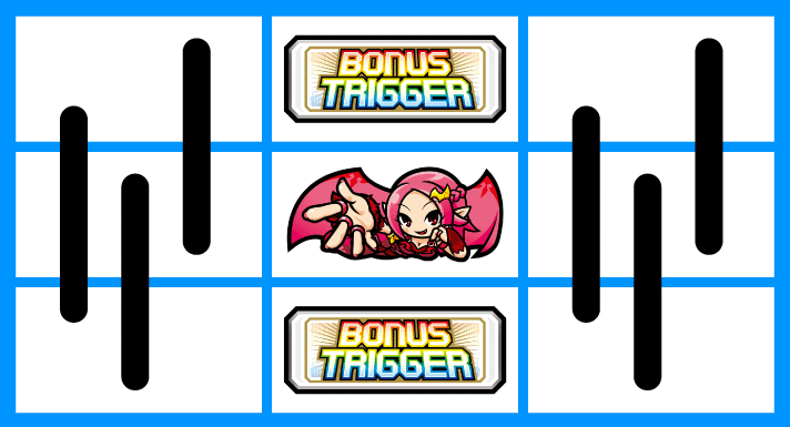 SHAKE BONUS TRIGGER　リーチ目　中リール白BAR・ナディア・白BAR停止　中押し限定