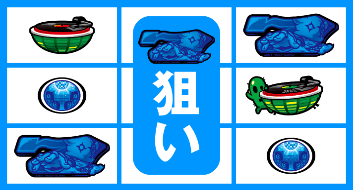SHAKE BONUS TRIGGER　左リール中下段青7狙い　左リール青7下段停止+右リール青7下段停止　中リール青7狙い
