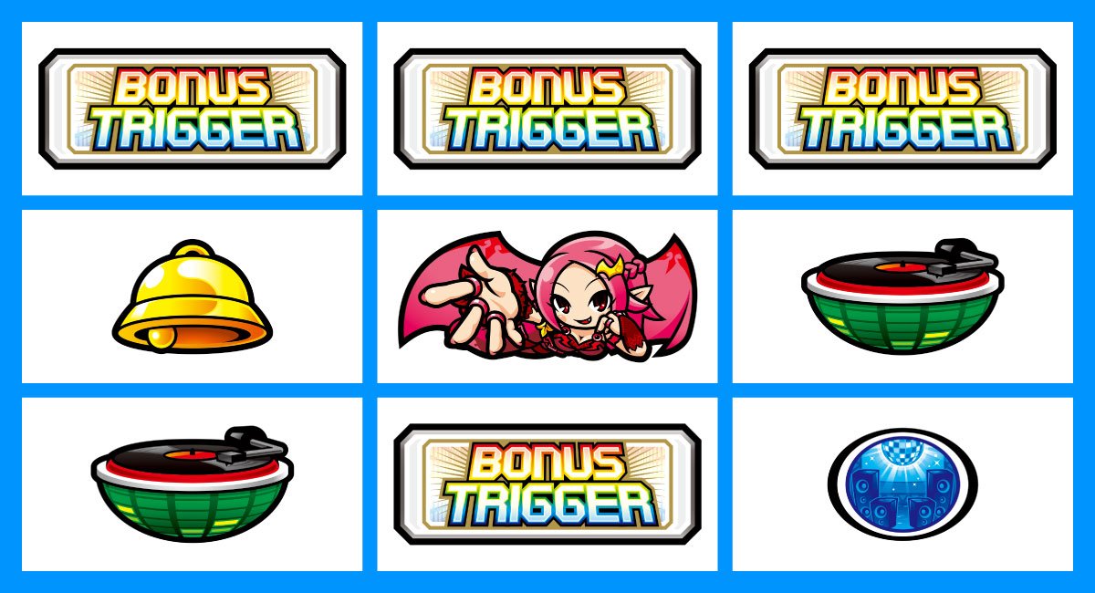 SHAKE BONUS TRIGGER　特殊役の停止形　特殊役J　上段白BAR揃い