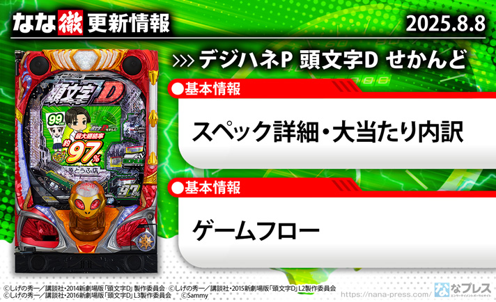 デジハネP 頭文字D せかんど　更新情報の概要