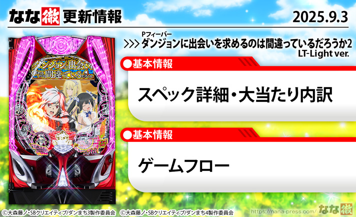 Pフィーバーダンジョンに出会いを求めるのは間違っているだろうか2 LT-Light ver. 更新情報の概要 演出情報の概要