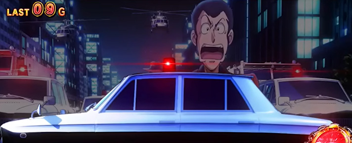 L主役は銭形5 ST「デカタイム」 パトカー通過演出 1台