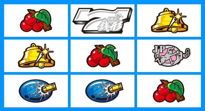 L主役は銭形5　各小役の停止形　強チェリー　右下がりチェリー揃い