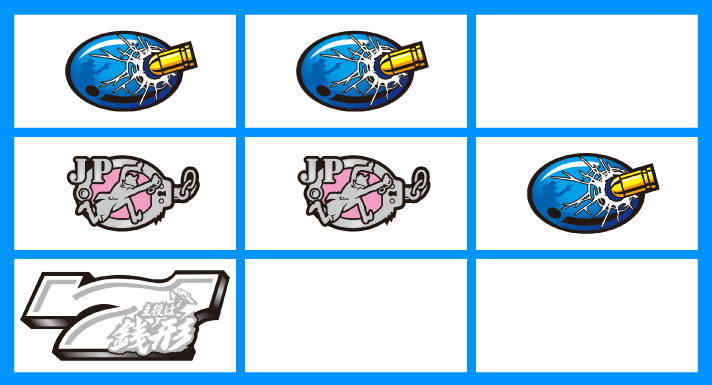 L主役は銭形5　各小役の停止形　チャンスリプレイ　中段リプリププラム