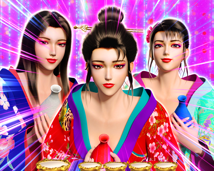 e花の慶次～黄金の一撃　花の都ステージ専用演出　リーチ前　遊女予告