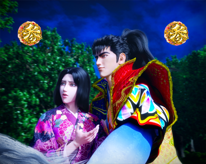 e花の慶次～黄金の一撃　リーチ演出・信頼度共通　急リーチ　麗しき涙