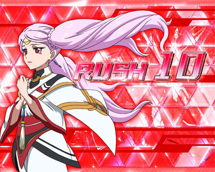 Lパチスロ 革命機ヴァルヴレイヴ2　上位AT「超革命ラッシュ」　ラウンド開始画面　赤背景　リーゼロッテ