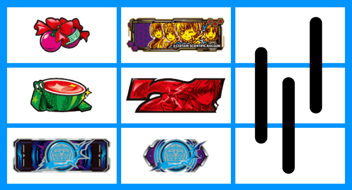 スマスロ とある科学の超電磁砲2　超電磁砲コイン2確目　順押し　中リール中段赤7+下段超電磁砲コインテンパイ