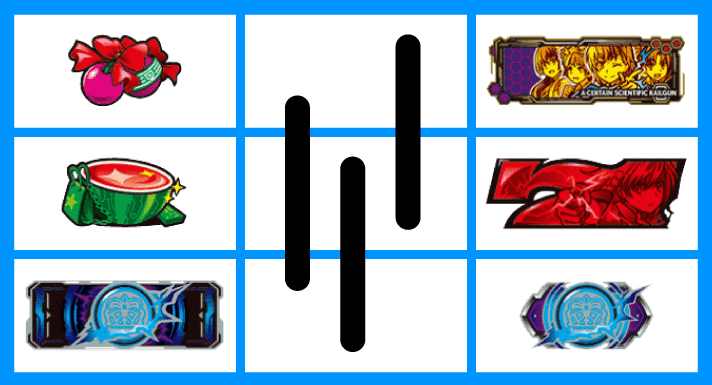スマスロ とある科学の超電磁砲2　超電磁砲コイン2確目　ハサミ打ち　右リール中段赤7+下段超電磁砲コインテンパイ