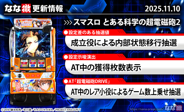 スマスロ とある科学の超電磁砲2　更新情報　TOP画像
