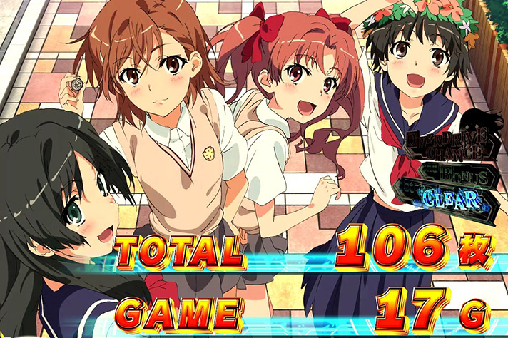 スマスロ とある科学の超電磁砲2 AT終了画面 【⼤切な友達A】 御坂美琴・白井黒子・ 初春飾利・佐天涙子