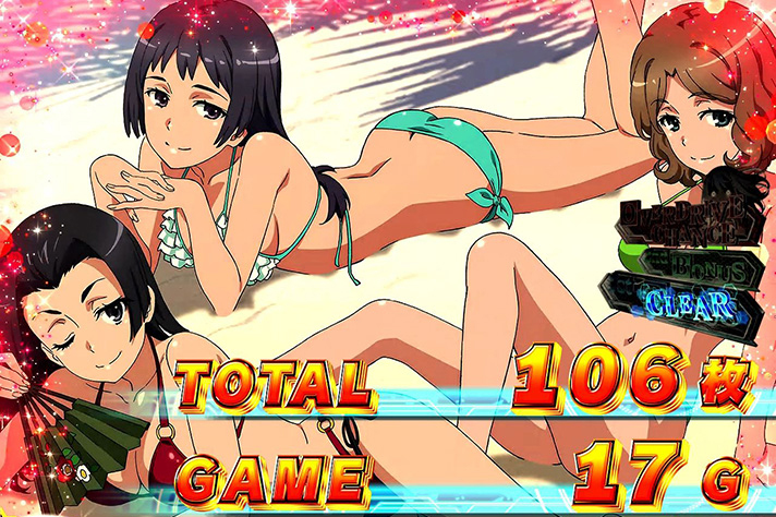 スマスロ とある科学の超電磁砲2 AT終了画面 【婚后一派】 婚后光子・湾内絹保・ 泡浮万彬(赤枠)