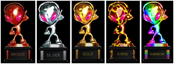 スマスロ 化物語　サミートロフィーの一覧（銅/銀/金/キリン柄/虹）