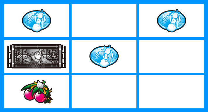 スマスロ 化物語　弱チェリー停止形　左リール下段チェリー+中リール中段リプレイ+右リール上段リプレイ