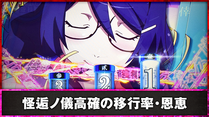 スマスロ 化物語　怪逅ノ儀高確の移行率・恩恵　AT中500枚到達　怪逅ノ儀高確移行煽り