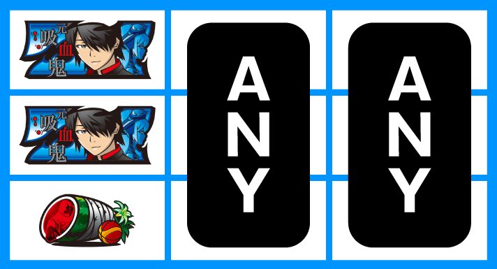 スマスロ 化物語　強チャンス目停止形　順押し青7狙い時　左リール上＆中段青7停止