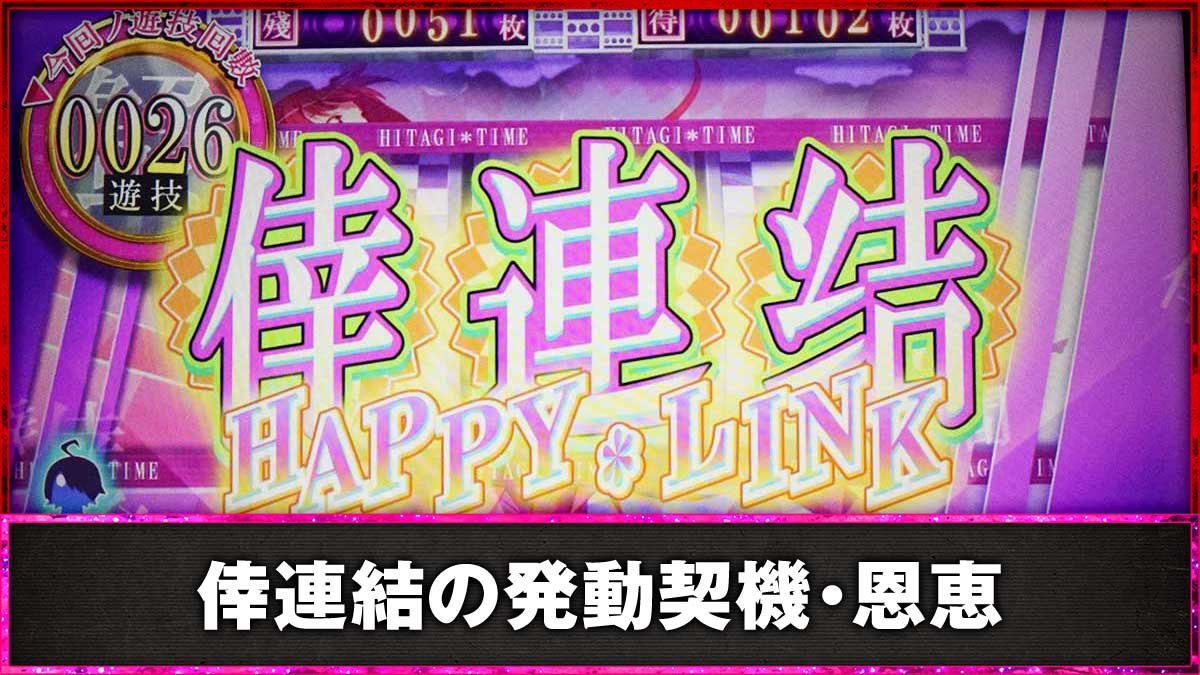 スマスロ 化物語　倖連結の発動契機・恩恵　倖連結（ハッピーリンク）発動画面