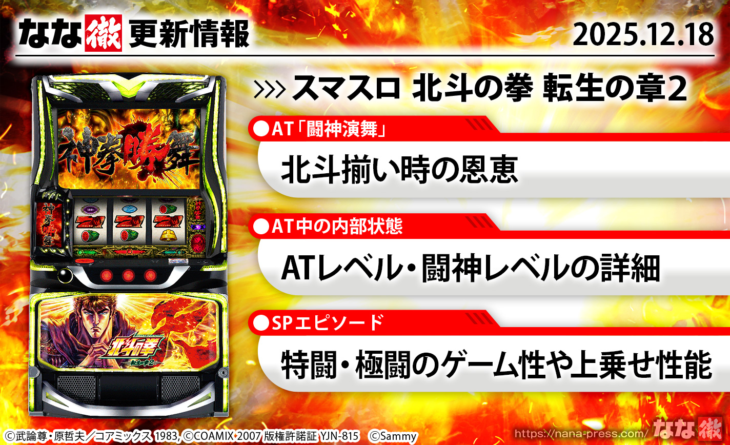 スマスロ 北斗の拳 転生の章2　更新情報 TOP画像