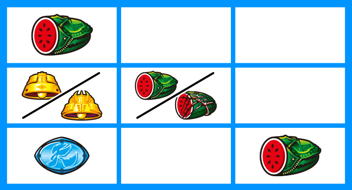 スマスロ 北斗の拳 転生の章2　スマスロ 北斗の拳 転生の章2　打ち方　各小役の停止形　スイカ（3枚）