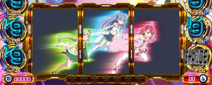 プリズムナナ　フリーズ告知モード　リール前キャラ