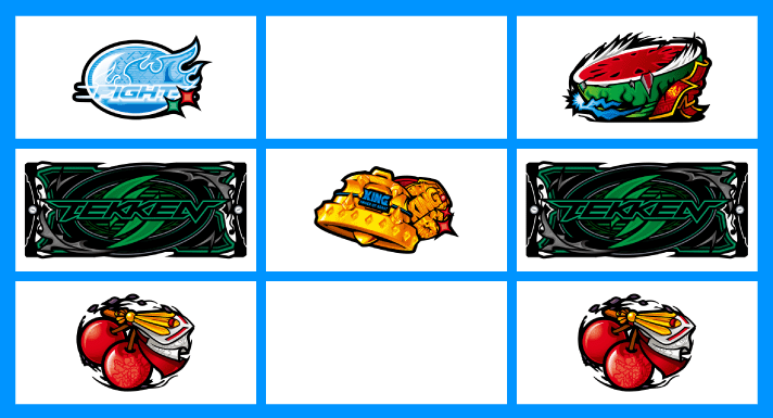 スマスロ鉄拳6　各小役の停止形　強チェリー　中段BAR　ベル　BAR