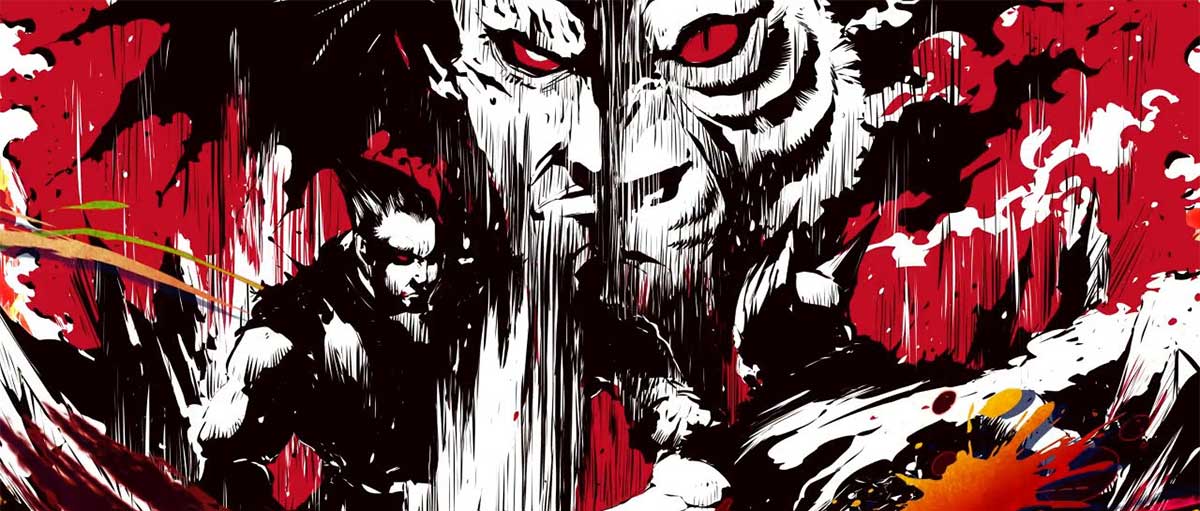 スマスロ鉄拳6　初当たりボーナス・AT終了画面　一八&平八　赤背景