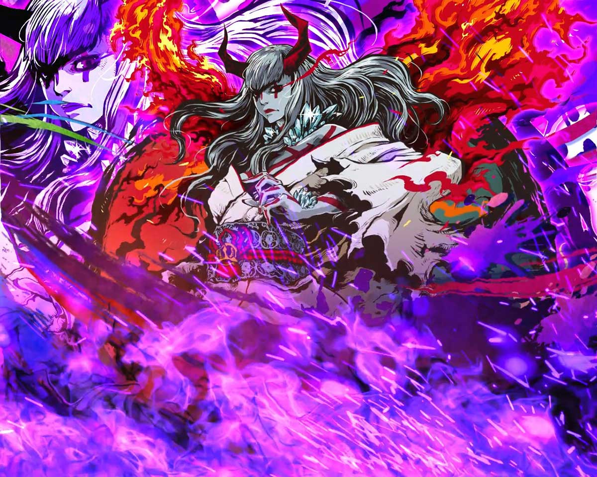 スマスロ鉄拳6　AT終了画面　紫背景　デビル一美